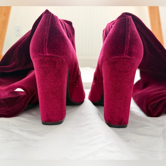 Chinese Laundry Brenda Velvet Over The Knee Boots | Burgundy | Size 6 - Picture 14 of 17
